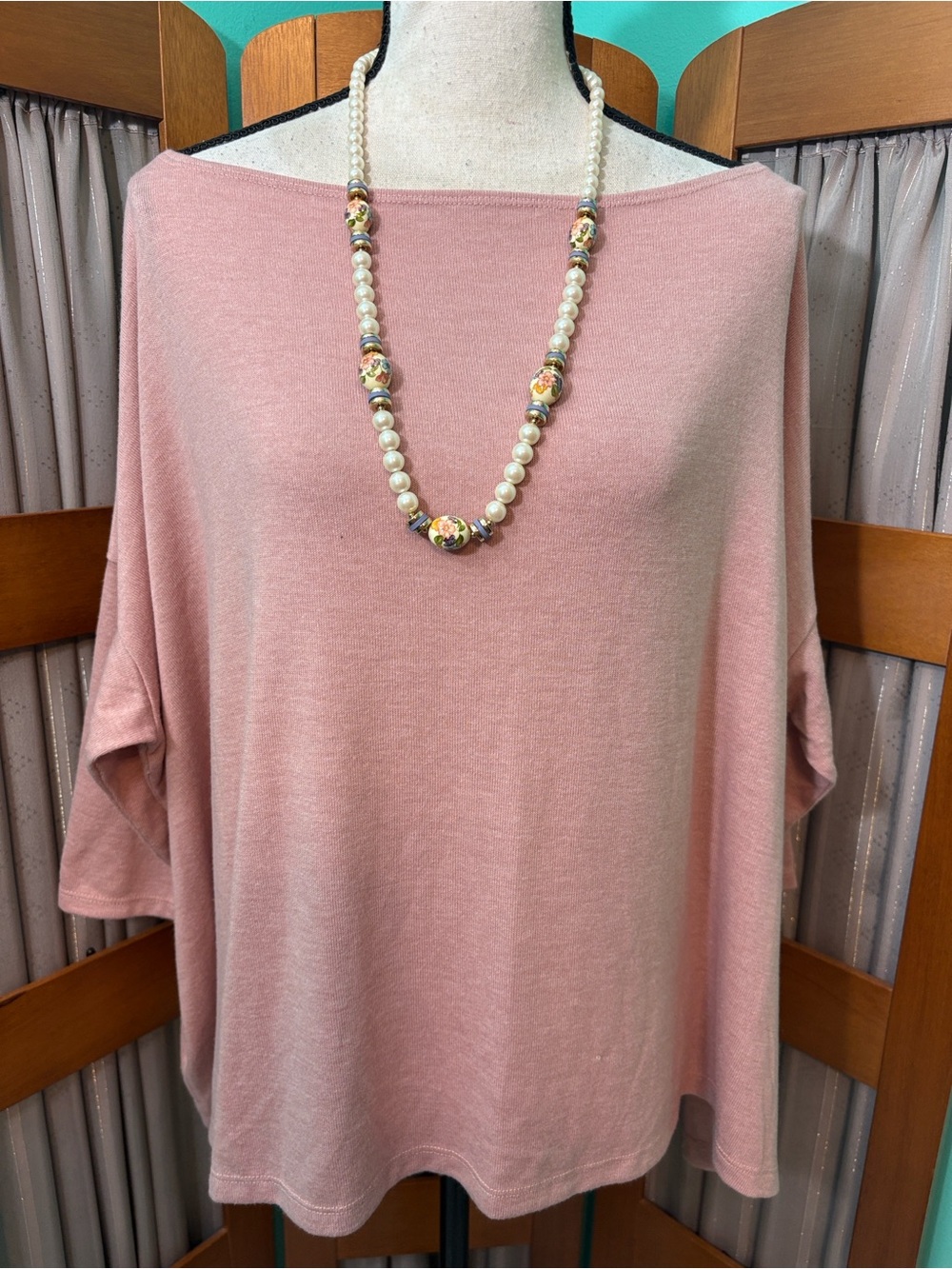 Stella & Dot Dusty Rose Boatneck Tunic Top